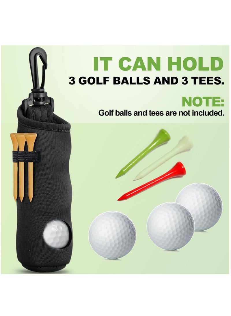Captaintech Tee Holder Golf Ball Carry Bag Pouch Golf Ball Holder Keychain Belt Clip Golf Gifts Accessories (Black,4 Pieces) - Image 2