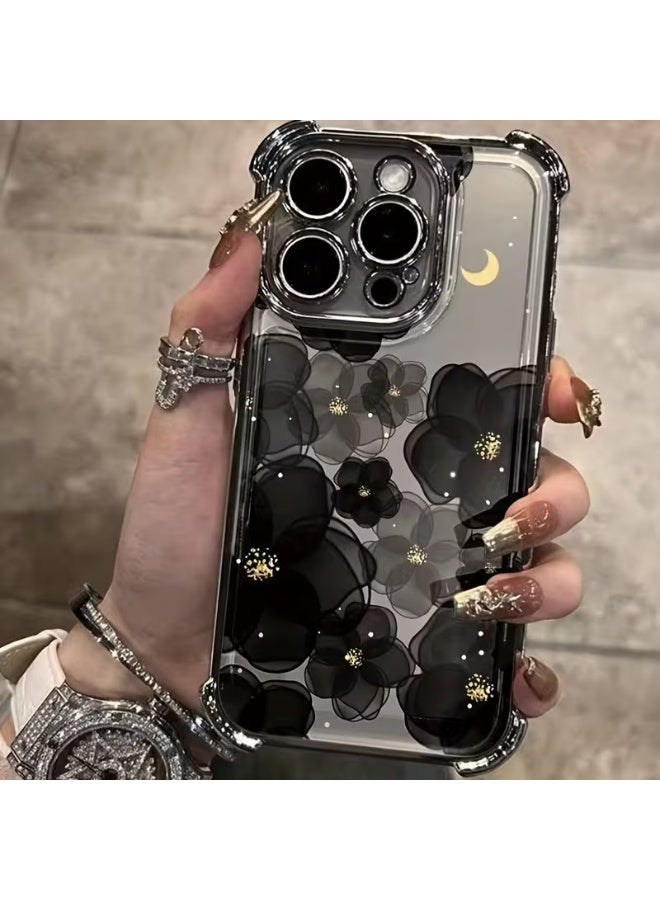 Temu Premium clear phone case with black coated corners, lightweight protective case, shockproof, stain resistant, fingerprint resistant, compatible with iPhone 15 Pro Max