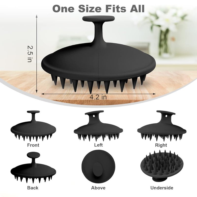 Meartchy Silicone Scalp Massager Shampoo Brush Scalp Brush for Hair Growth Dandruff Removal Hair Scrubber Scalp Stimulator Exfoliator Brush with Soft Bristles for Wet Dry Scalp Care Black - Image 2