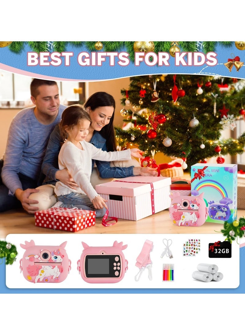 Jubilin Kids Camera Instant Print, Kids Digital Camera with 3 Rolls Print Paper, 2.4 Inch 1080P Screen with 32GB TF Card for 3+ Girls Boys Christmas Birthday Festival Party Gift ,Pink - Image 4