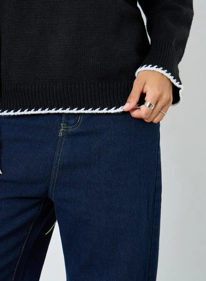 Styli Styli Elegant Black V-Neck Knitted Sweater