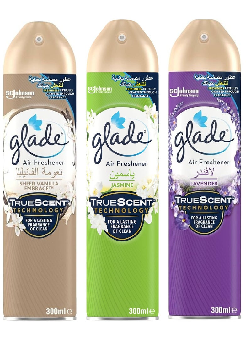 جليد سبراي معطر جو برائحة اللافندر قطعة واحدة + برائحة الفانيليا قطعة واحدة + برائحة الياسمين قطعة واحدة من جليد، 300 مل - Image 1