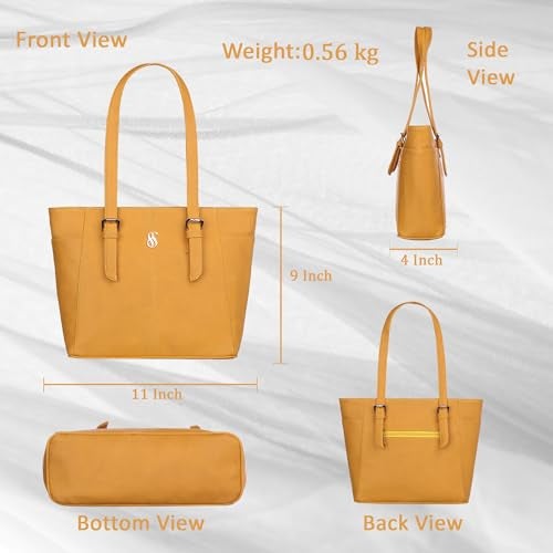 Fostelo Women's Charlotte Satchel Tote Handbag for Women | Ladies Purse | Stylish Shoulder Bag | Gift For Women | Yellow - Image 3