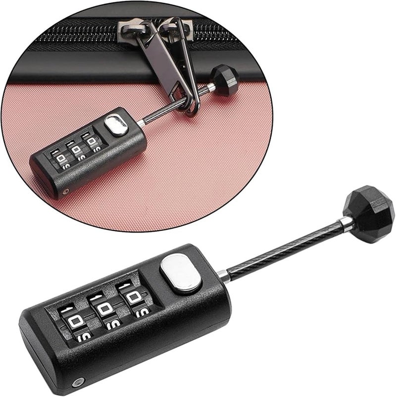 3 Digit Combination Lock Black Steel Wire Padlock for Luggage Door Backpack 3.5 Inch - Image 5