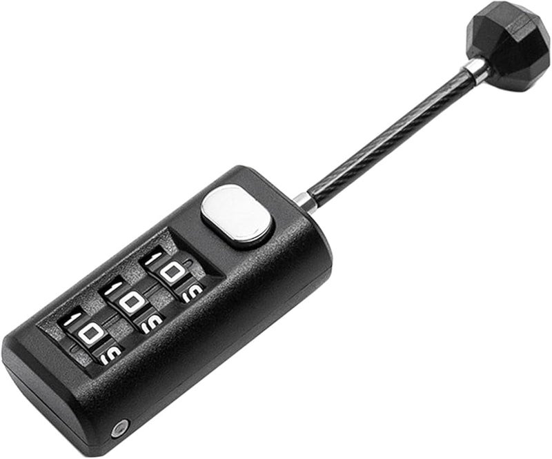 3 Digit Combination Lock Black Steel Wire Padlock for Luggage Door Backpack 3.5 Inch - Image 1