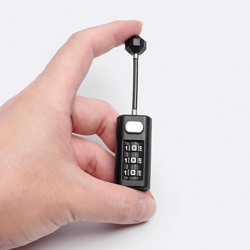 3 Digit Combination Lock Black Steel Wire Padlock for Luggage Door Backpack 3.5 Inch - Image 3