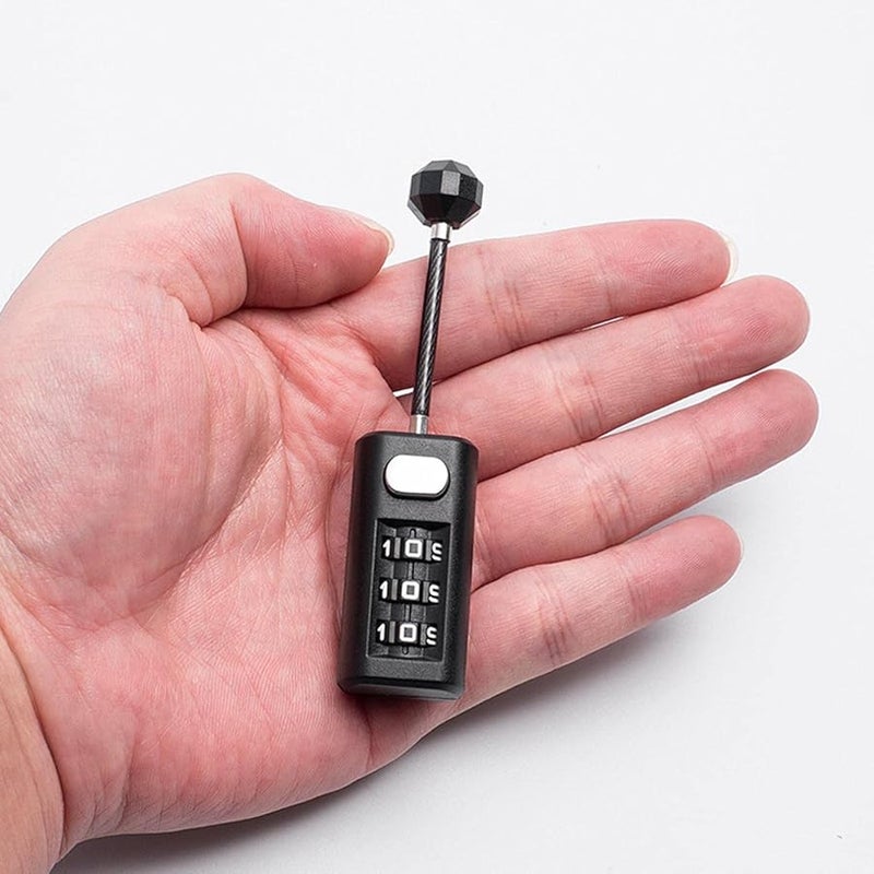 3 Digit Combination Lock Black Steel Wire Padlock for Luggage Door Backpack 3.5 Inch - Image 2