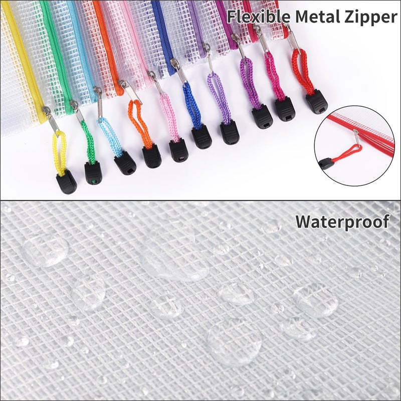 EOOUT 20pcs Mesh Zipper Pouch, Waterproof Zipper Bags, 8 Sizes Plastic Travel Pouch, 10 Colors, Multipurpose for Board Game, Travel Storage, School Supplies, Office Appliances, Home Organize - Image 4