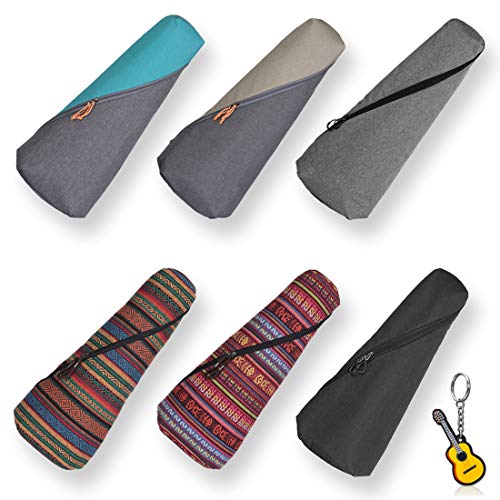 Longteam Linen Cylindrical Ukulele Case 10mm Sponge Portable Waterproof Ukuleles bag Cover Uke gig bag with Accessory Storage Pocket (21/23 In Soprano/Concert, Grey) - Image 1