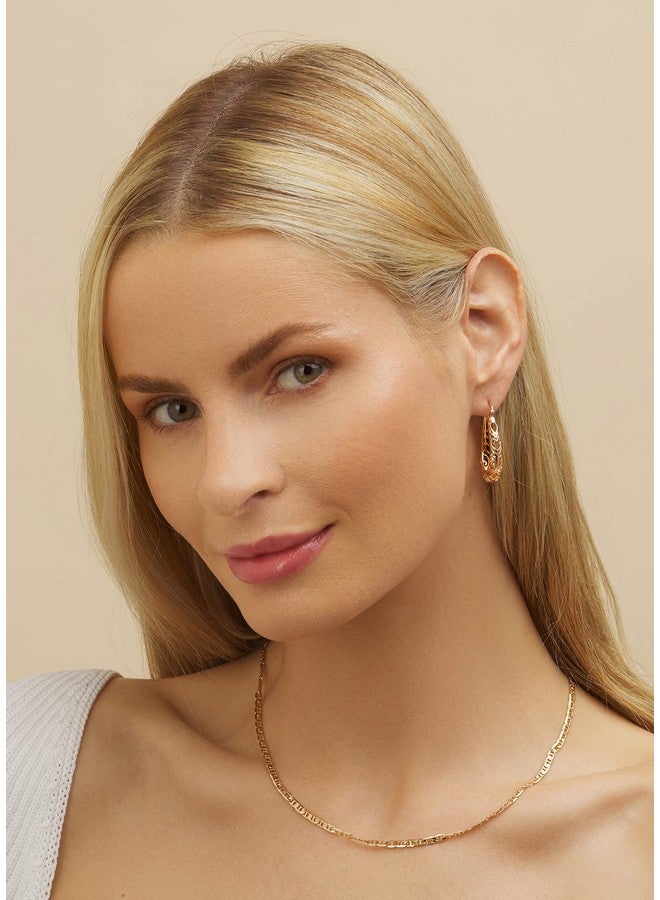 Barzel 18K Gold Plated Filigree Hoop Earrings For Women (Gold) - Image 3