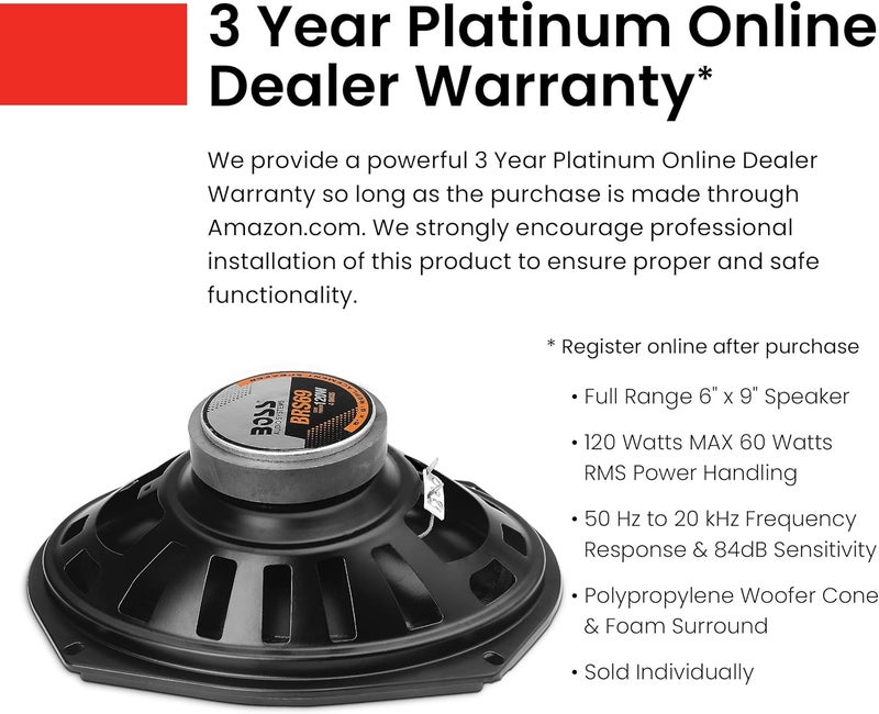 BOSS AUDIO SYSTEMS مكبر صوت بوس بروس 69 بوصة 6 × 9 بديل لسيارة - 120 واط كحد أقصى، يباع بشكل فردي، 4 أوم - Image 2