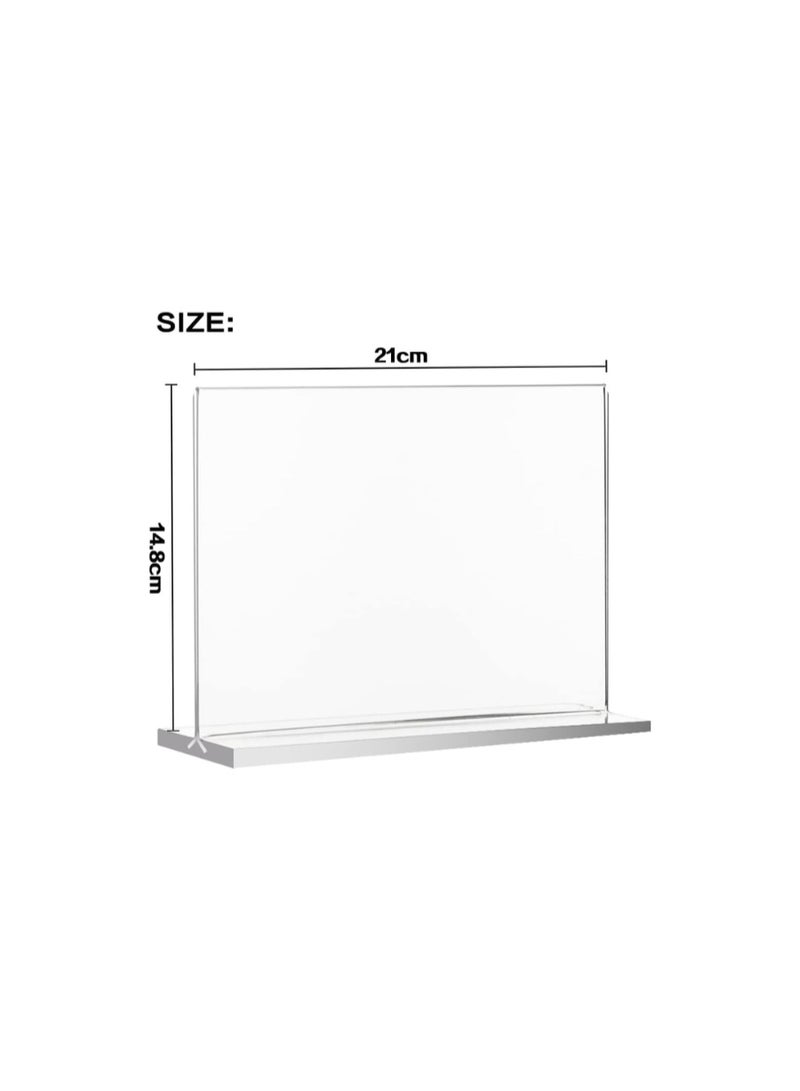 Kalon A5 Acrylic Sign Holder – Clear Horizontal Display Stands for Menus, Flyers, and Promotions – Durable Slanted Desk Frame for Offices, Restaurants & Retail Stores  (5.83 x 8.27 inches), - Image 3