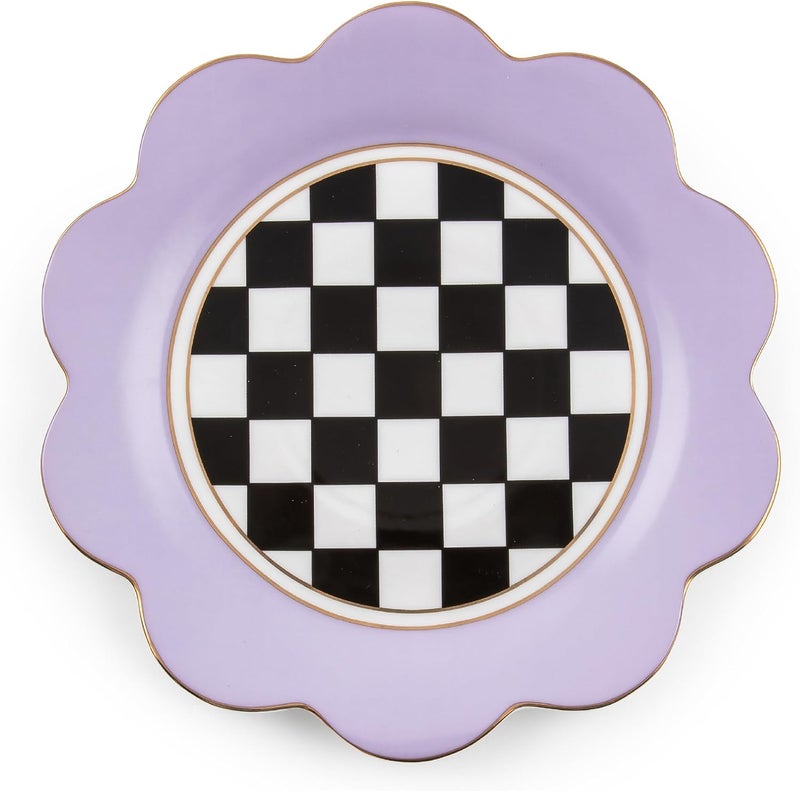 mackenzie childs MACKENZIECHILDS Butterfly Toile Ceramic Dinner Plate 11 Inches Lavender - Image 1