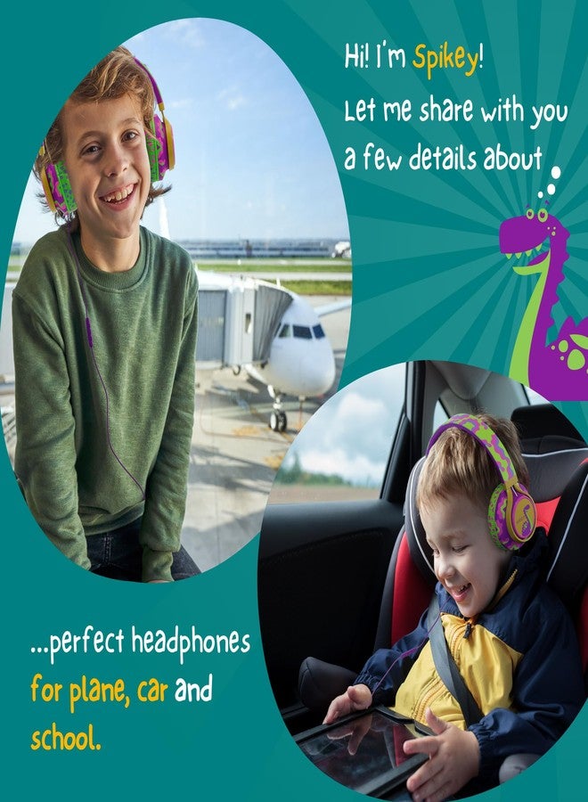 Kidrox® Dinosaur Headphones for Kids Wired with Microphone, Made to Last Durable and Flexible, Volume Limited 85/94db Kid Safe for Kids All Ages, Boys & Girls. Perfect for School or Travel. 3.5 Jack - Image 2
