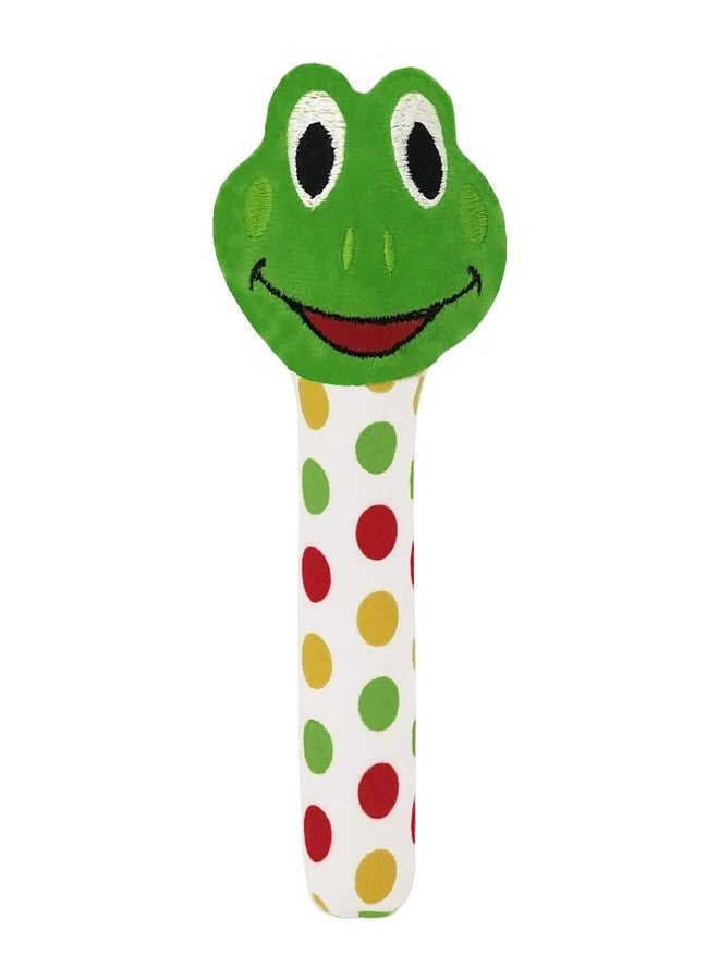 Pikipo Froggy Face Rattle Soft Toy with Squeeze Handle for Squeaky Sound (Green) - Image 1