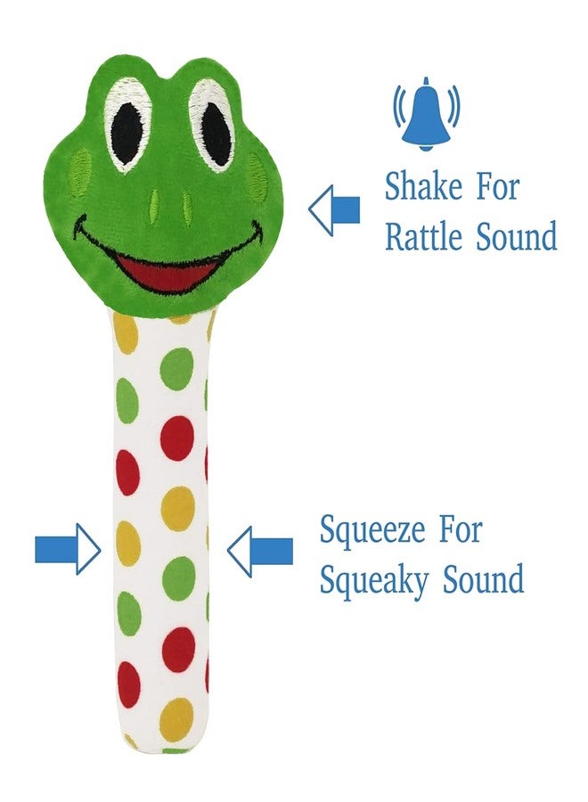 Pikipo Froggy Face Rattle Soft Toy with Squeeze Handle for Squeaky Sound (Green) - Image 3