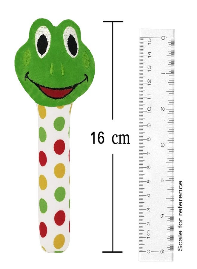 Pikipo Froggy Face Rattle Soft Toy with Squeeze Handle for Squeaky Sound (Green) - Image 2