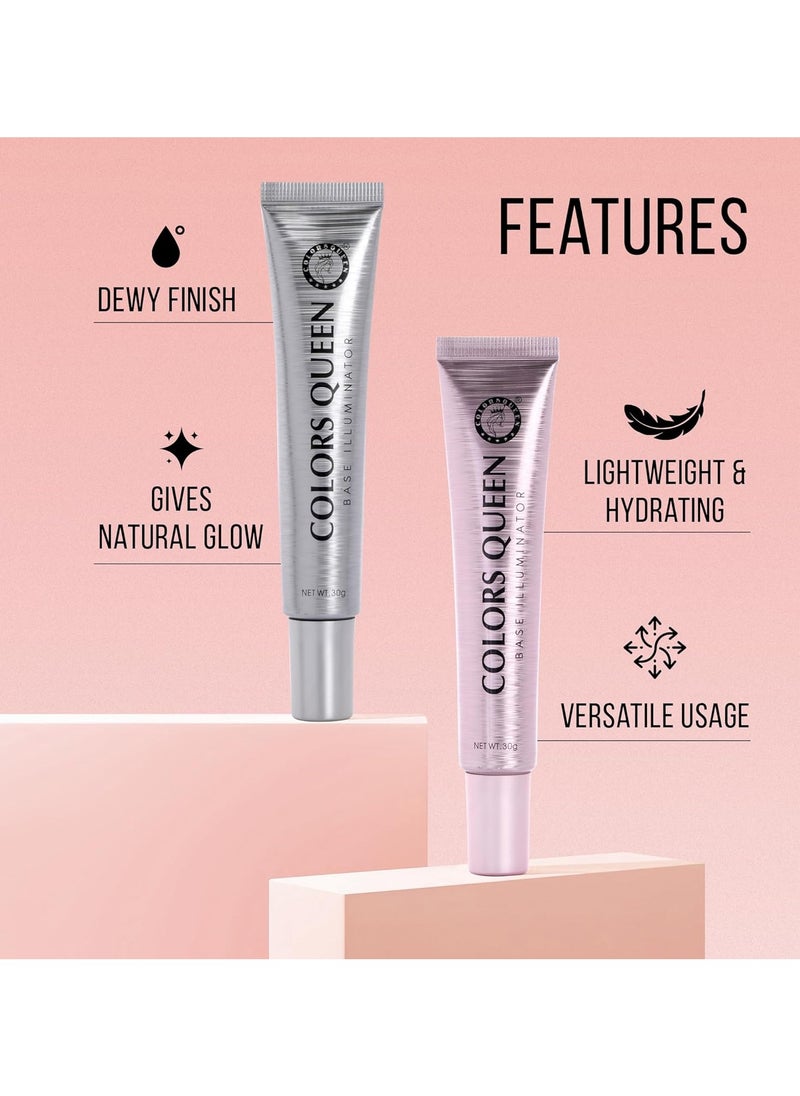 COLORS QUEEN Base Illuminator Highlighter silver Pink 30g Long Lasting Lightweight Luminous Finish Liquid Highlighter Face Makeup Shea Butter Niacinamide  - Image 2