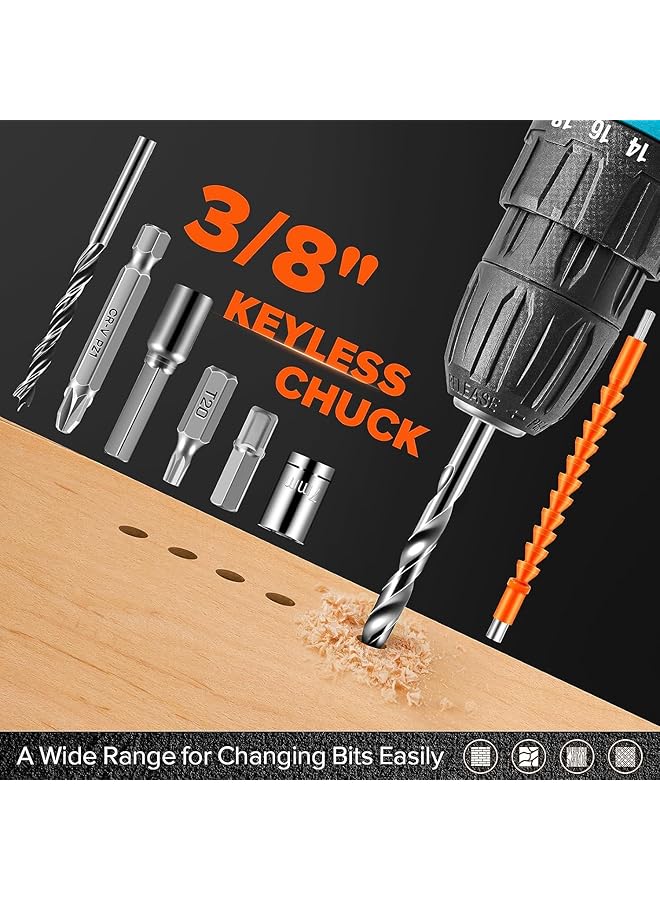 WEMART Cordless Drill Set 48V Power Drill Kit With Battery 25+1 Position 2 Variable Speed 3 8 Inch Keyless Chuck Fast Charger With Tool Bag - Image 5