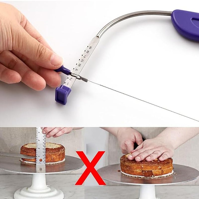 WOW KITCHEN Adjustable Small Cake Leveler Cutter Slicer with Stainless Steel Wires for Professional Baking Tools Pastry Cutter - Image 3