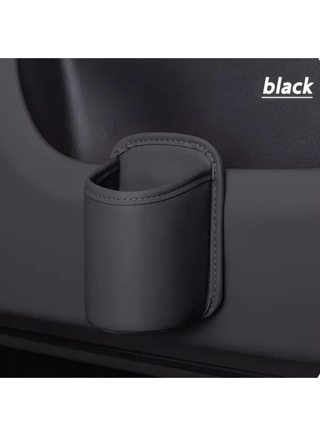 Black PU Leather Car Cup Holder Multi Functional Storage Organizer - Image 4