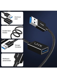 Livx Rope 5gbps Fast Data Transfer USB 3.0 Male to Female Extension Cable Rope Braided 2 Meters  - Image 3