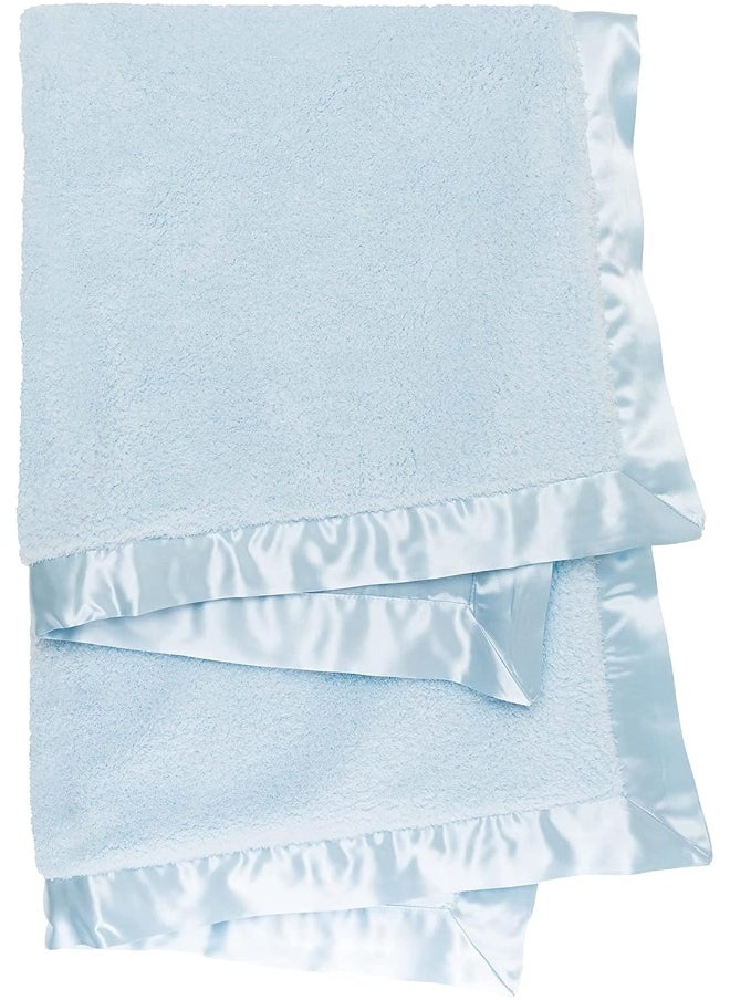 Little Giraffe Little Giraffe Chenille Satin Baby Blanket 35" x 45", Blue  - Image 2