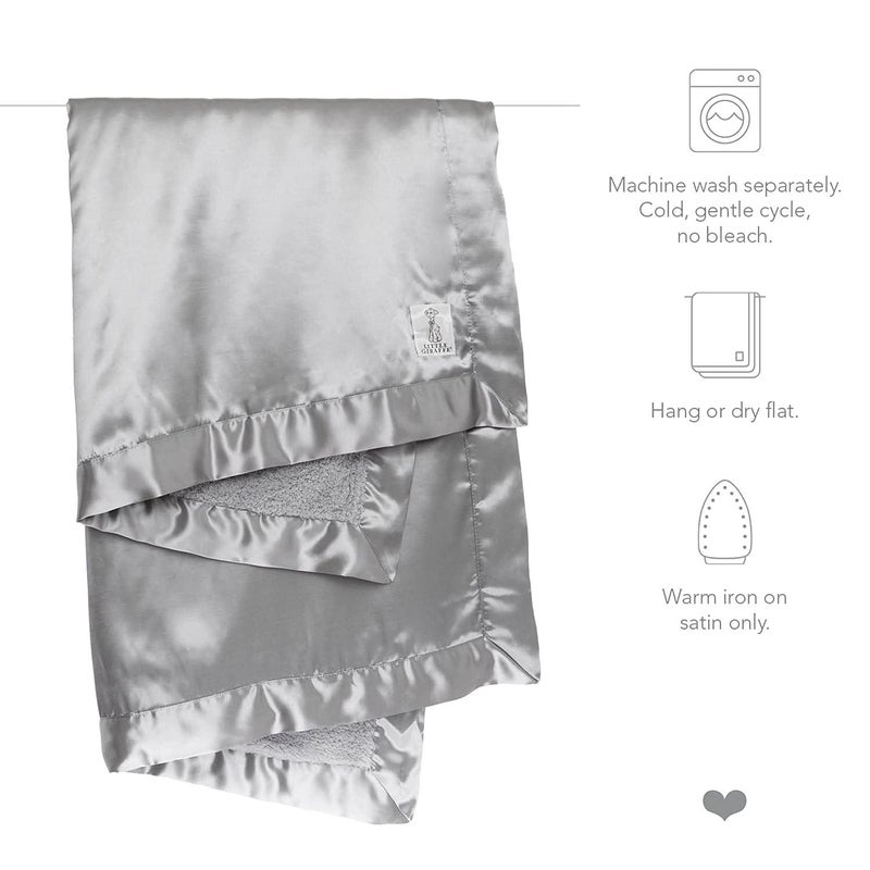 Little Giraffe Chenille Satin Baby Blanket 35" x 45", Blue - Image 5