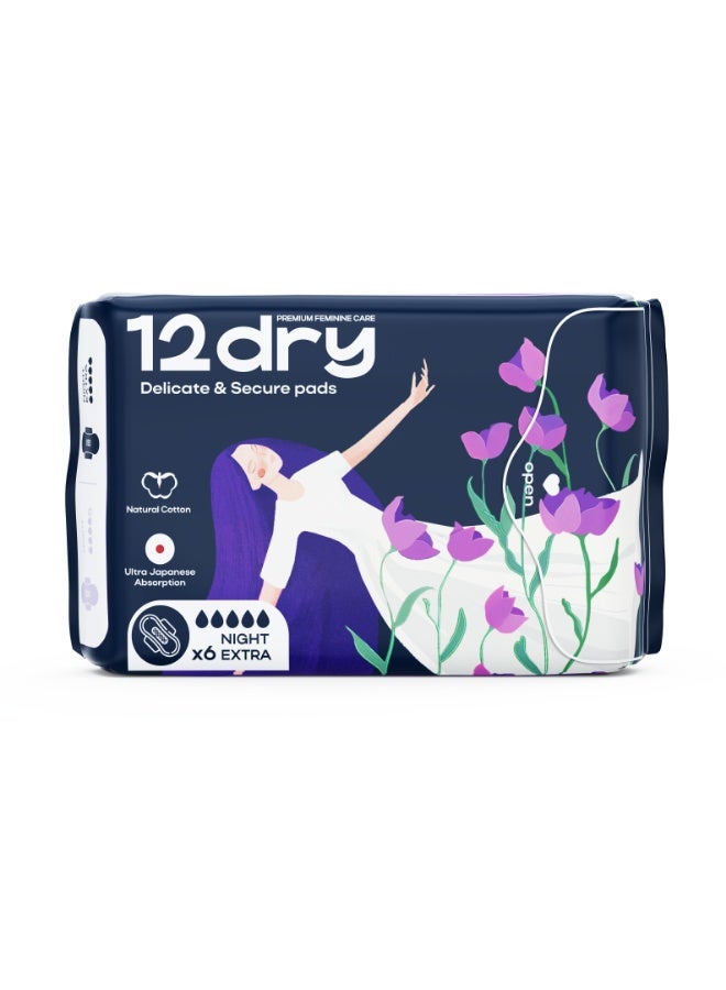 12dry Ultra-Thin Sanitary Pads, 6 Count (350mm, Heavy Flow) – Super Absorbent, Leak-Proof, Odor & Bacteria Protection, Soft & Breathable with AirCool Technology, FDA & FSC Certified - Image 1