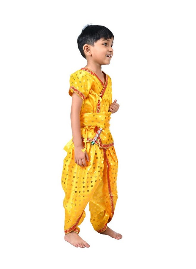 BookMyCostume BookMyCostume Baby Krishna Kanha Kanhaiya Dhoti Kurta Polka Dots with Flute Kids Fancy Dress Costume 2-3 years  - Image 2