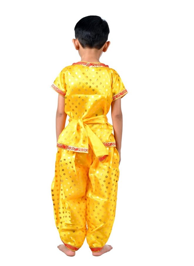BookMyCostume BookMyCostume Baby Krishna Kanha Kanhaiya Dhoti Kurta Polka Dots with Flute Kids Fancy Dress Costume 2-3 years  - Image 3