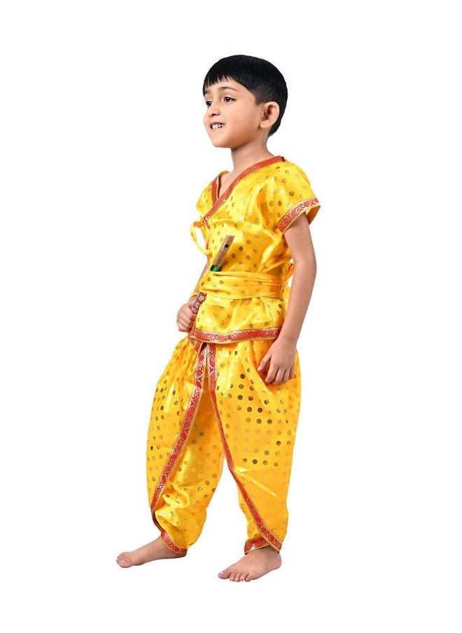 BookMyCostume BookMyCostume Baby Krishna Kanha Kanhaiya Dhoti Kurta Polka Dots with Flute Kids Fancy Dress Costume 2-3 years  - Image 4