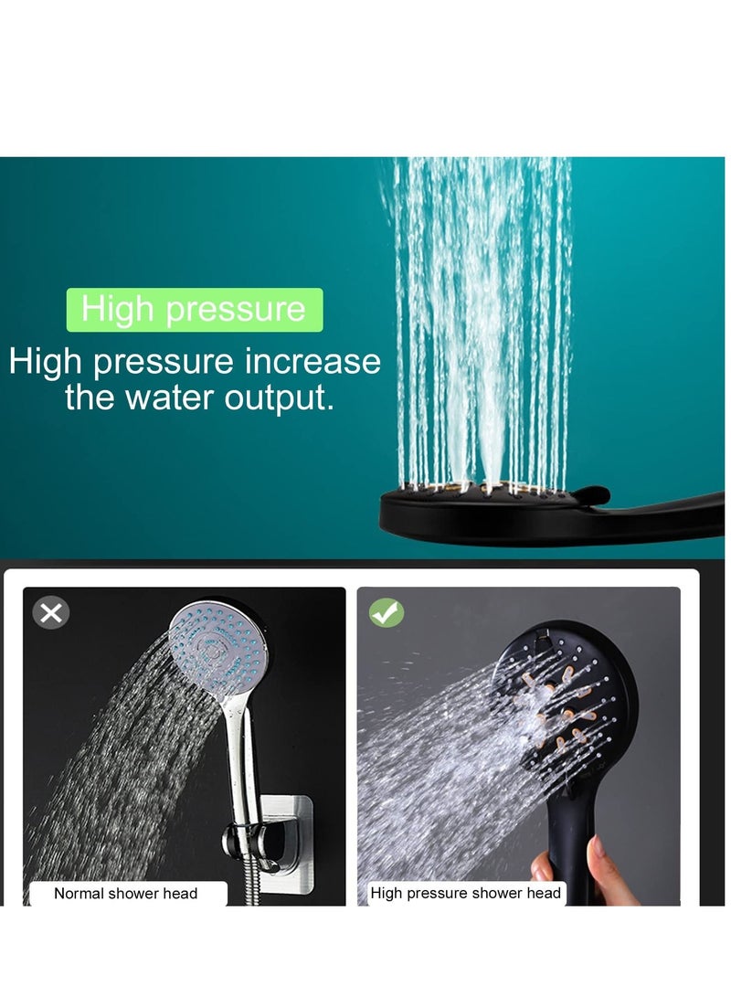 NIBEMINENT Handheld Shower Head Set Stainless Steel Bath Showerheads, Heads High Pressure With 6 Function Setting Multi functions Holder 9.8Inch Sprinkler - Image 4