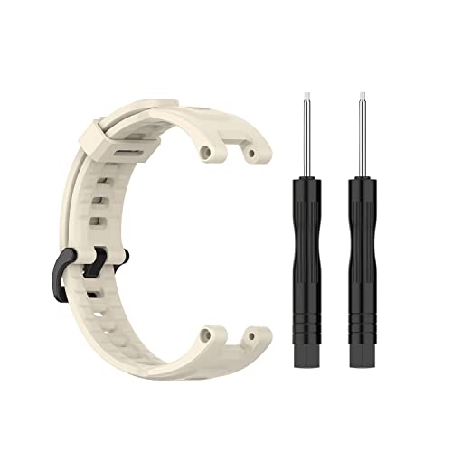 T TECLUSIVE حزام سيليكون ناعم T TECLUSIVE متوافق مع Amazfit T-Rex/Amazfit Trex Pro | حزام سيليكون مطاطي قابل للتعديل مع أدوات التركيب لـ T Rex Pro (بيج) - Image 1