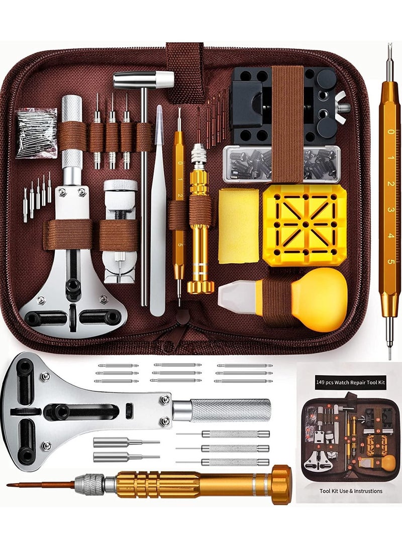 هومستر طقم إصلاح الساعة ، أداة إزالة رابط تعديل حزام بما في ذلك فتاحة الغطاء الخلفي للساعة شريط زنبركي دليل التشغيل مناسب لاستبدال البطارية وتفكيك الحزام - Image 1