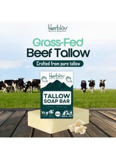 Herblov Beef Tallow Soap Bar - All Natural Grass Fed Tallow Soap Unscented - Moisturizing Face & Body Wash Great for Eczema, Dry, Itchy, Sensitive Skin - Handcrafted Bath Soap for Adults, Kids, Made in USA  - Image 2