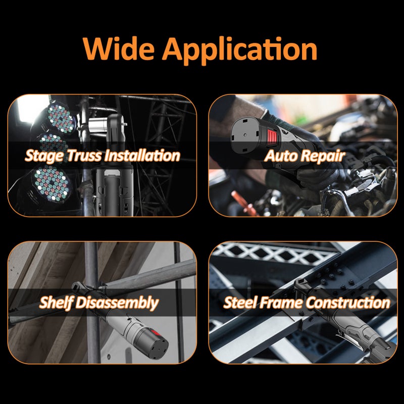 Cordless Ratchet Wrench: 3/8" Drive, 50 N.M High Torque, 2Lbs Lightweight Slim Head - Built-in LED Light, 2000 mAh Battery for Auto Repair, Construction, Home Repair - Image 5