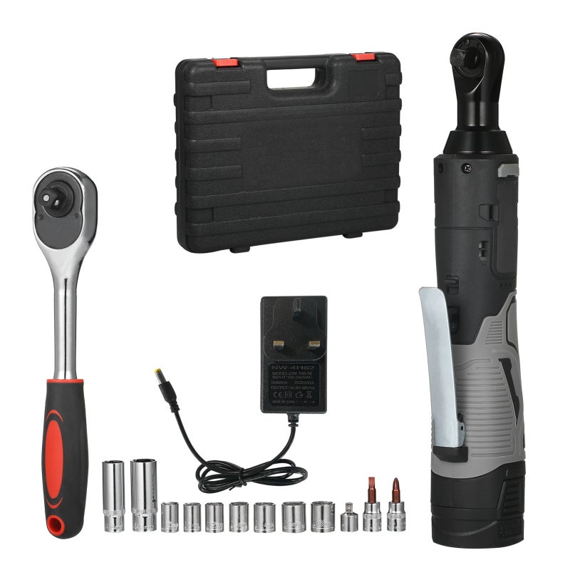 Cordless Ratchet Wrench: 3/8" Drive, 50 N.M High Torque, 2Lbs Lightweight Slim Head - Built-in LED Light, 2000 mAh Battery for Auto Repair, Construction, Home Repair - Image 1