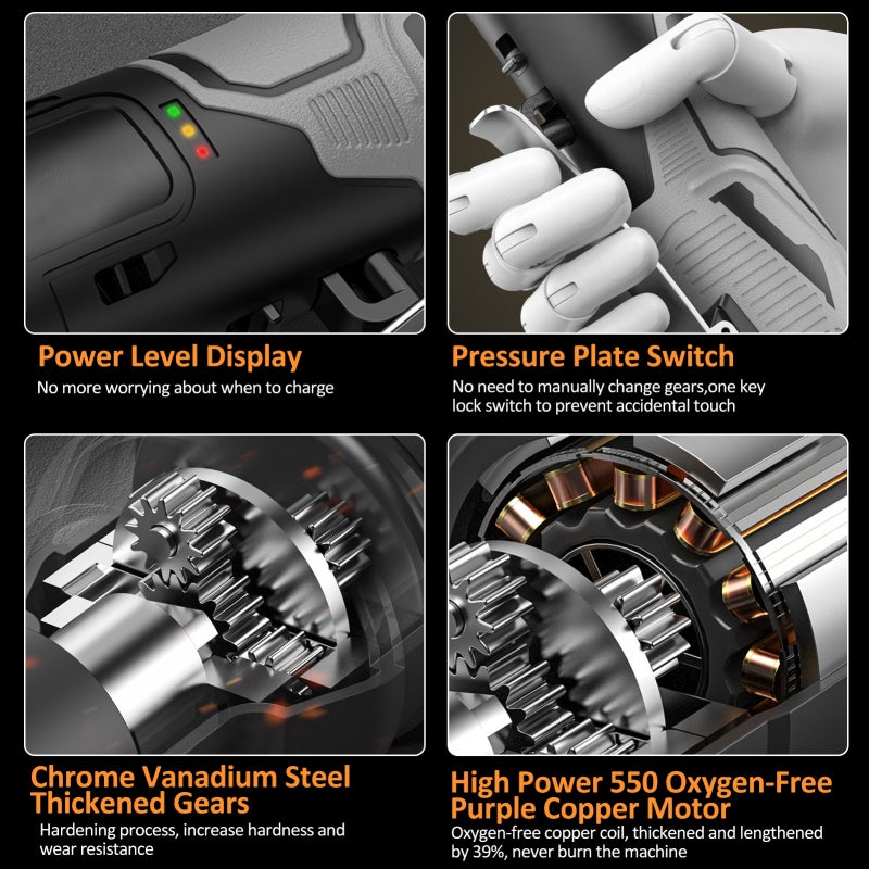 Cordless Ratchet Wrench: 3/8" Drive, 50 N.M High Torque, 2Lbs Lightweight Slim Head - Built-in LED Light, 2000 mAh Battery for Auto Repair, Construction, Home Repair - Image 4