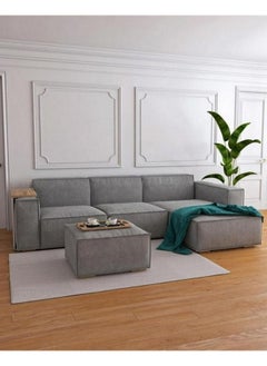 Al Home 4 Seater L-shape Sofa 250x160x80x85 Cm - Grey Linen  - Image 1