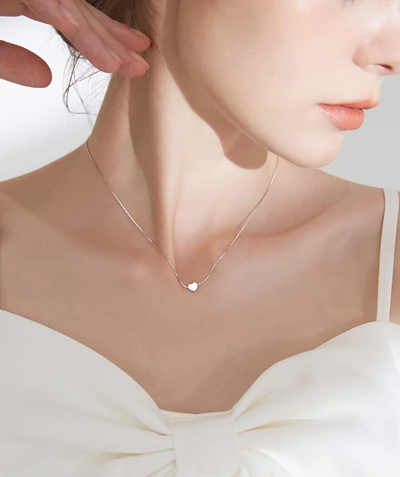 SLUYNZ Genuine 925 Sterling Silver Tiny Love Heart Pendant Necklace for Women Simple Sweet Heart Choker Necklace - Image 5