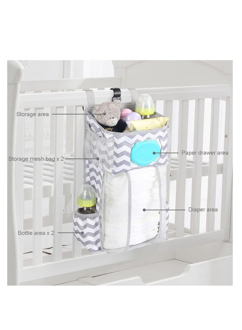 SYOSI Hanging Baby Nappy Caddy Organiser Nappy Organizer Crib Nappy Organiser Hanging Diaper Caddy Baby Diaper Caddy Rack Hanging Diaper Organizer Holder Multifunctional Cot Nursery Organiser  - Image 5