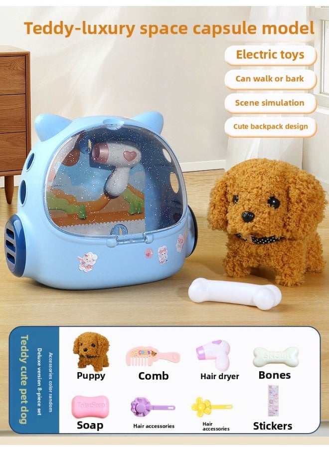 Children's Rabbit Plush Toy Girl's Electric Simulation Animal Doll Called Moving Cute Pet Doll Birthday Gift-Color:Cute Pet Backpack Puppy Brown  - Image 1