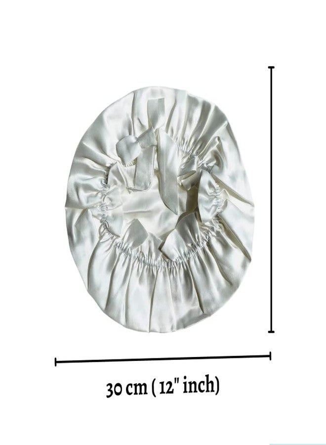 Atrube Satin Bonnet for Curly Hair| Silk Satin Hair Cap for Sleeping| Reversible Hair wrap with Adjustable Tying Drawstring Pack of 2 (Silver, Orange) - Image 3