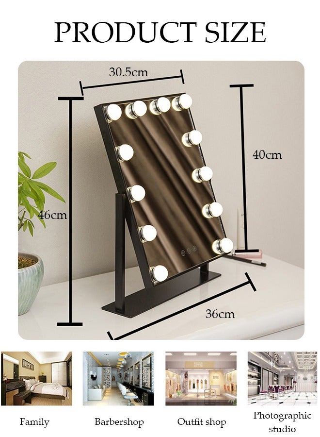 DUNISO مرآة مكياج مع أضواء LED، مرآة مكياج هوليوود، مزودة بـ 12 لمبة ضوء قابلة للتعديل ووضع إضاءة ثلاثي الألوان باللمس الذكي، قادرة على الدوران بزاوية 360 ° - Image 4