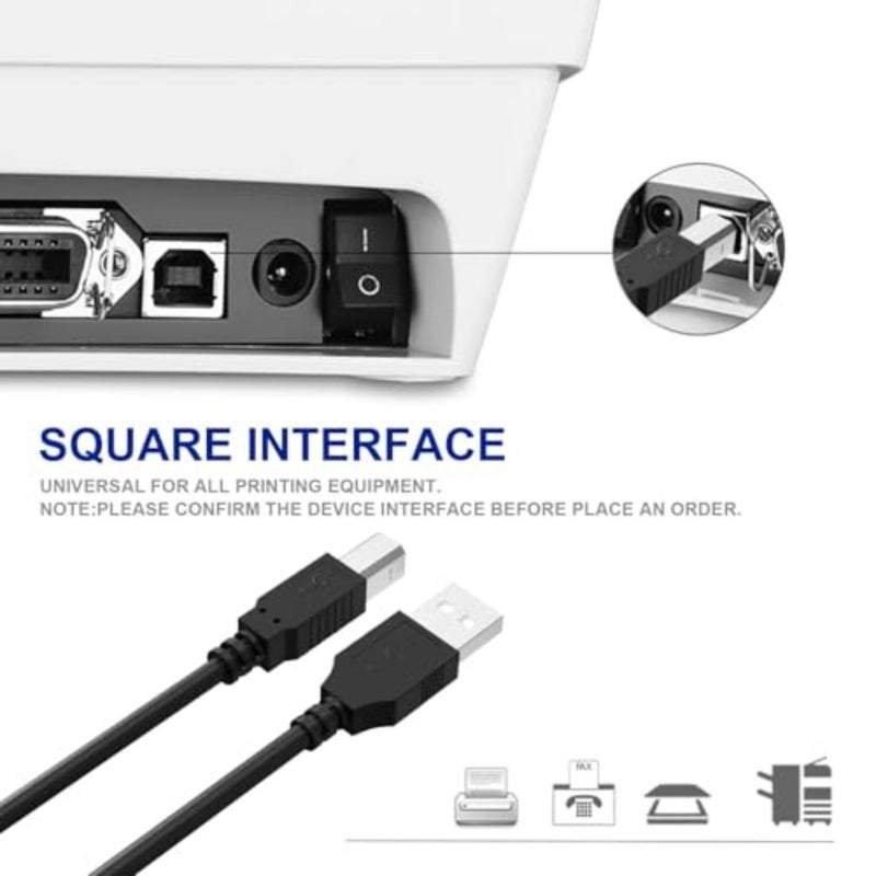 سلك كابل طابعة USB إلى الكمبيوتر متوافق مع Canon PIXMA TS6420a، TS702a، TS9520a، TS3720، TR4720، TR7020a، TR8620a، TR160، MG3620، G7020، G6020، MegaTank G3270، GX2020، imageCLASS LBP6030w - Image 5