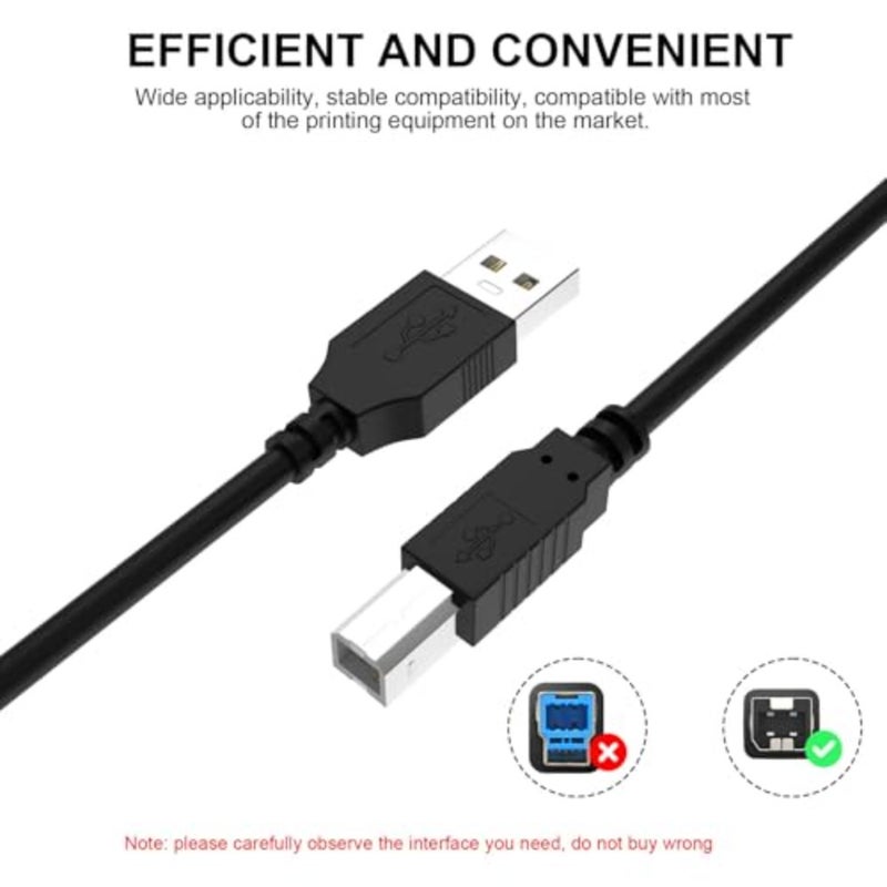 سلك كابل طابعة USB إلى الكمبيوتر متوافق مع Canon PIXMA TS6420a، TS702a، TS9520a، TS3720، TR4720، TR7020a، TR8620a، TR160، MG3620، G7020، G6020، MegaTank G3270، GX2020، imageCLASS LBP6030w - Image 3