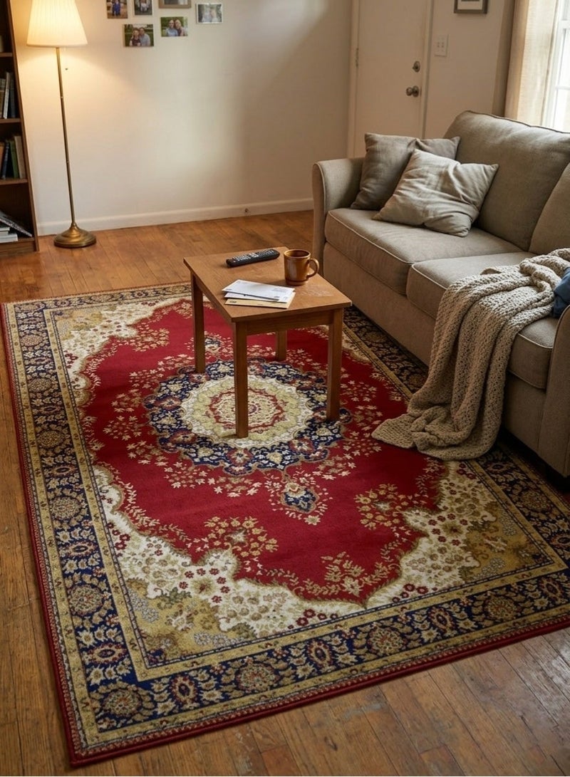 Alkaffary Bashayer Area Rug, Living Room & Majlis Rug, Luxury Heritage Arabic Design High-Quality Materials, Red ,200x300 cm - Image 1