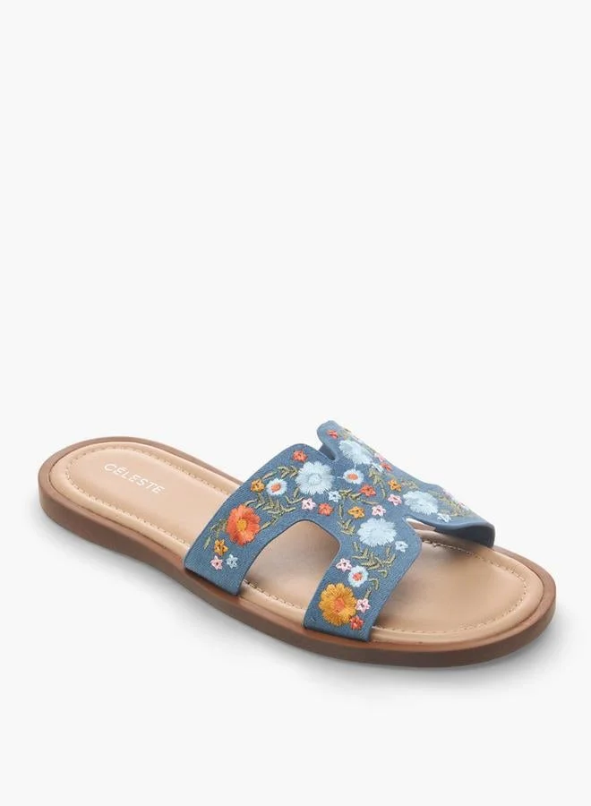 سيليست Women Floral Embroidered Flat Sandals