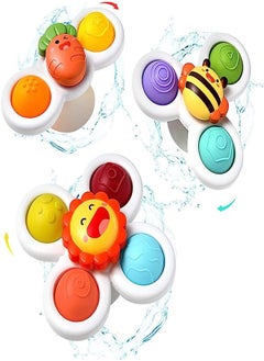 3-piece set of suction cup spinning toy, baby fidget spinning toy, toddler 1-3 spinning toy, sensory toy, early education toy, bathtub toy, dining chair toy, baby boy birthday gift